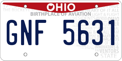 OH license plate GNF5631