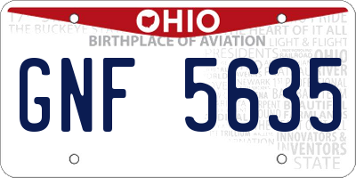 OH license plate GNF5635