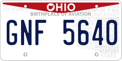 OH license plate GNF5640