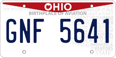 OH license plate GNF5641
