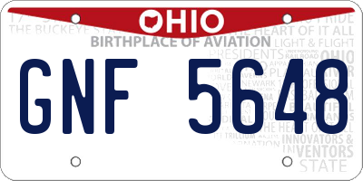 OH license plate GNF5648