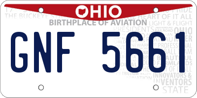 OH license plate GNF5661