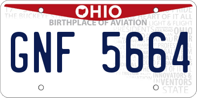 OH license plate GNF5664