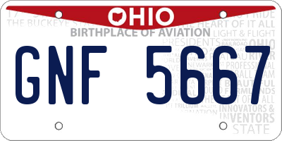OH license plate GNF5667