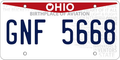 OH license plate GNF5668