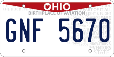 OH license plate GNF5670