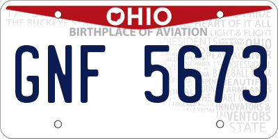 OH license plate GNF5673