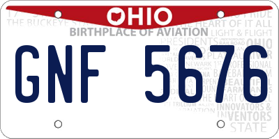 OH license plate GNF5676