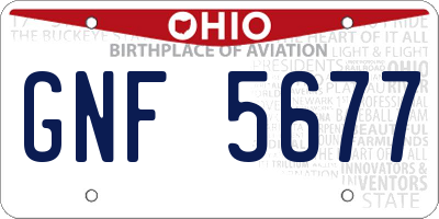 OH license plate GNF5677