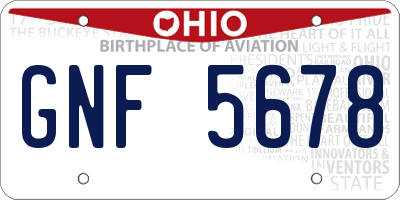 OH license plate GNF5678