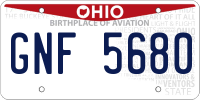 OH license plate GNF5680