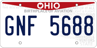OH license plate GNF5688