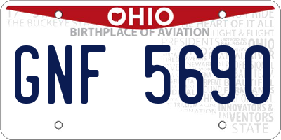 OH license plate GNF5690