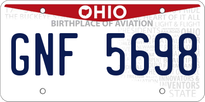 OH license plate GNF5698
