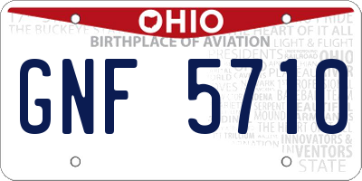 OH license plate GNF5710