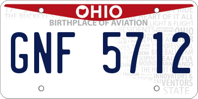 OH license plate GNF5712