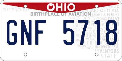 OH license plate GNF5718