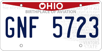 OH license plate GNF5723