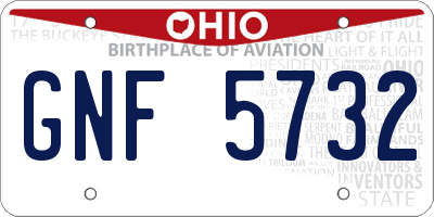 OH license plate GNF5732