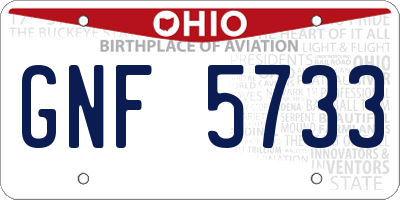 OH license plate GNF5733