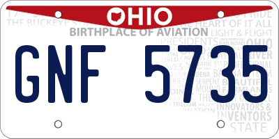 OH license plate GNF5735