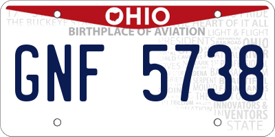 OH license plate GNF5738