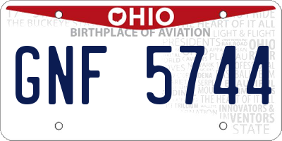 OH license plate GNF5744