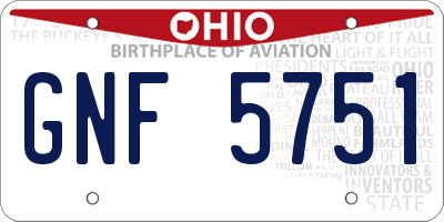 OH license plate GNF5751