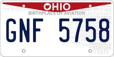 OH license plate GNF5758