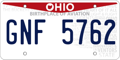 OH license plate GNF5762