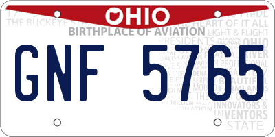 OH license plate GNF5765