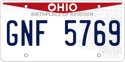 OH license plate GNF5769