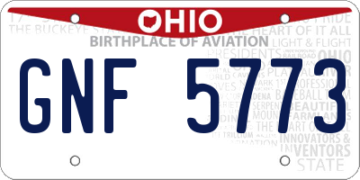 OH license plate GNF5773