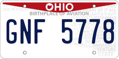 OH license plate GNF5778