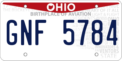 OH license plate GNF5784