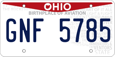 OH license plate GNF5785