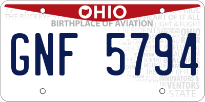OH license plate GNF5794