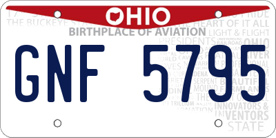 OH license plate GNF5795