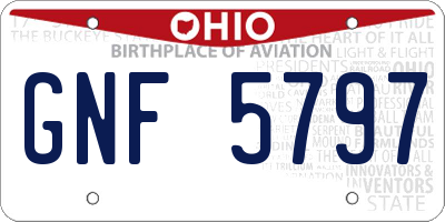 OH license plate GNF5797