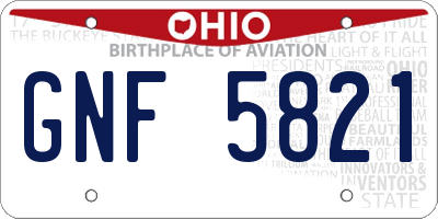 OH license plate GNF5821