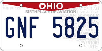 OH license plate GNF5825