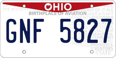 OH license plate GNF5827