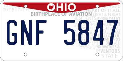 OH license plate GNF5847