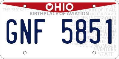 OH license plate GNF5851