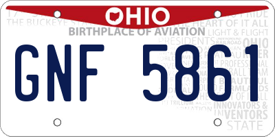 OH license plate GNF5861