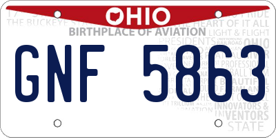 OH license plate GNF5863