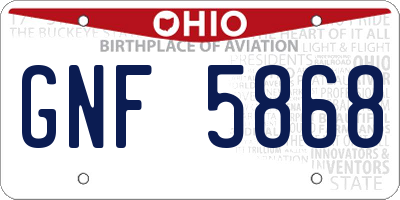 OH license plate GNF5868