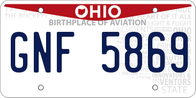 OH license plate GNF5869