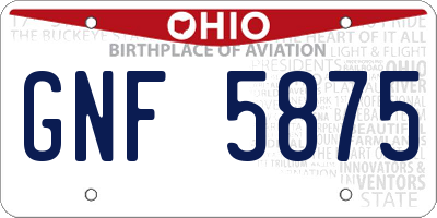 OH license plate GNF5875