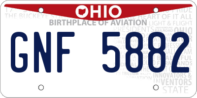 OH license plate GNF5882
